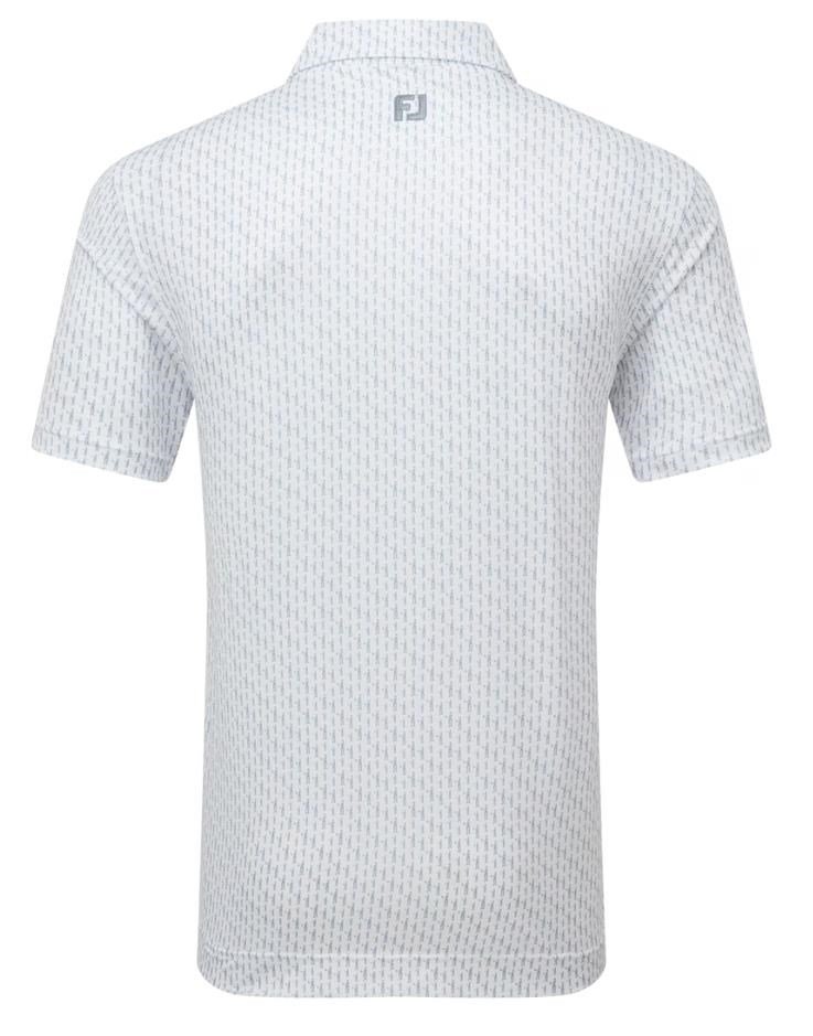 FootJoy Figure Print Lisle men's polo, white/flint
