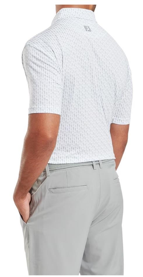 FootJoy Figure Print Lisle men's polo, white/flint