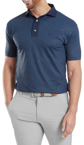 FootJoy Etched Texture Print Lisle men's polo, navy