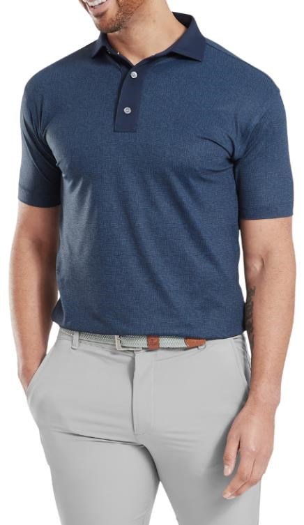 FootJoy Etched Texture Print Lisle men's polo, navy