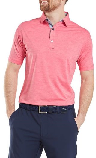 FootJoy Heather Lisle with Trim men's polo, pink lemonade heather