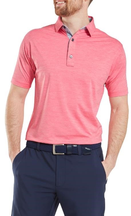 FootJoy Heather Lisle with Trim men's polo, pink lemonade heather
