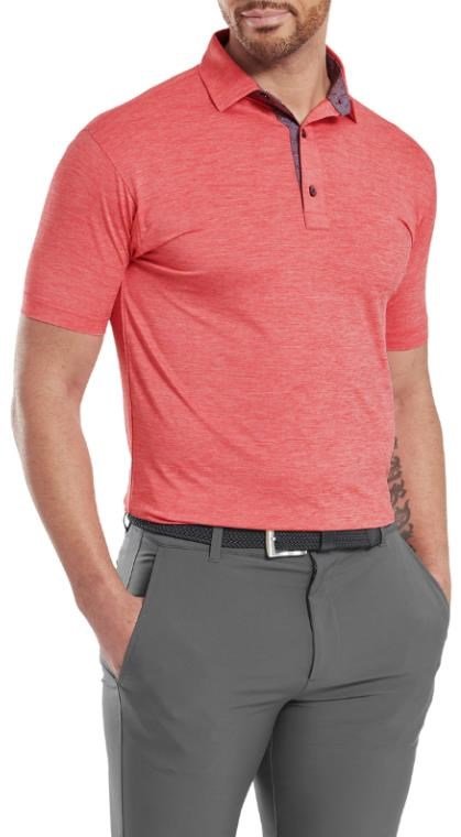 FootJoy Heather Lisle with Trim men's polo, hibiscus heather