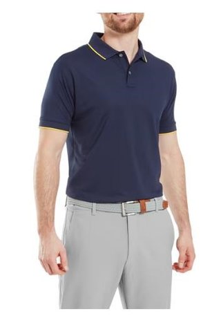 FootJoy Tipped Pique men's polo, navy/taxi