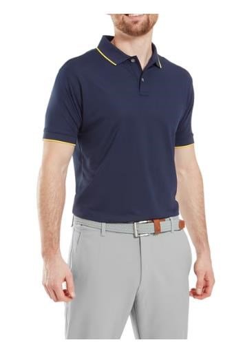 FootJoy Tipped Pique men's polo, navy/taxi