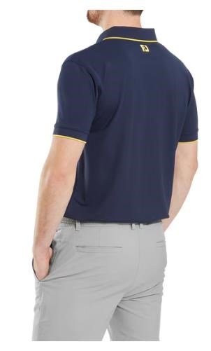 FootJoy Tipped Pique men's polo, navy/taxi