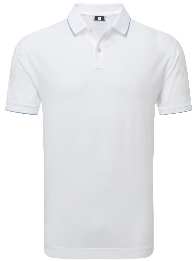 FootJoy Tipped Pique men's polo, white/blue jay