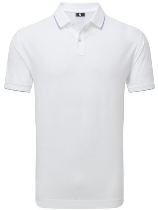 FootJoy Tipped Pique men's polo, white/blue jay