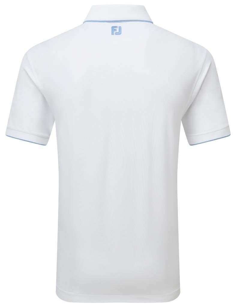 FootJoy Tipped Pique men's polo, white/blue jay
