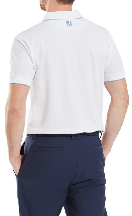 FootJoy Tipped Pique men's polo, white/blue jay