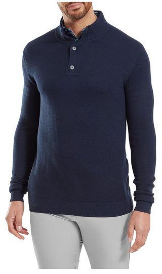 FootJoy Drirelease Button Placket men's sweater, dark denim