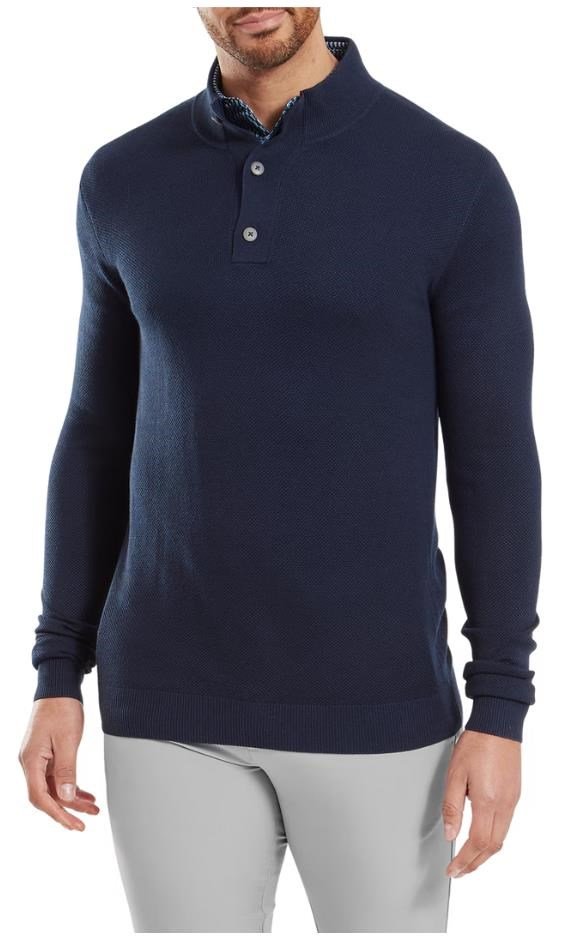 FootJoy Drirelease Button Placket men's sweater, dark denim