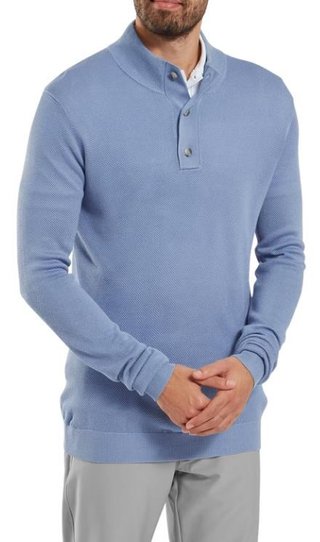FootJoy Drirelease Button Placket men's sweater, blue jay