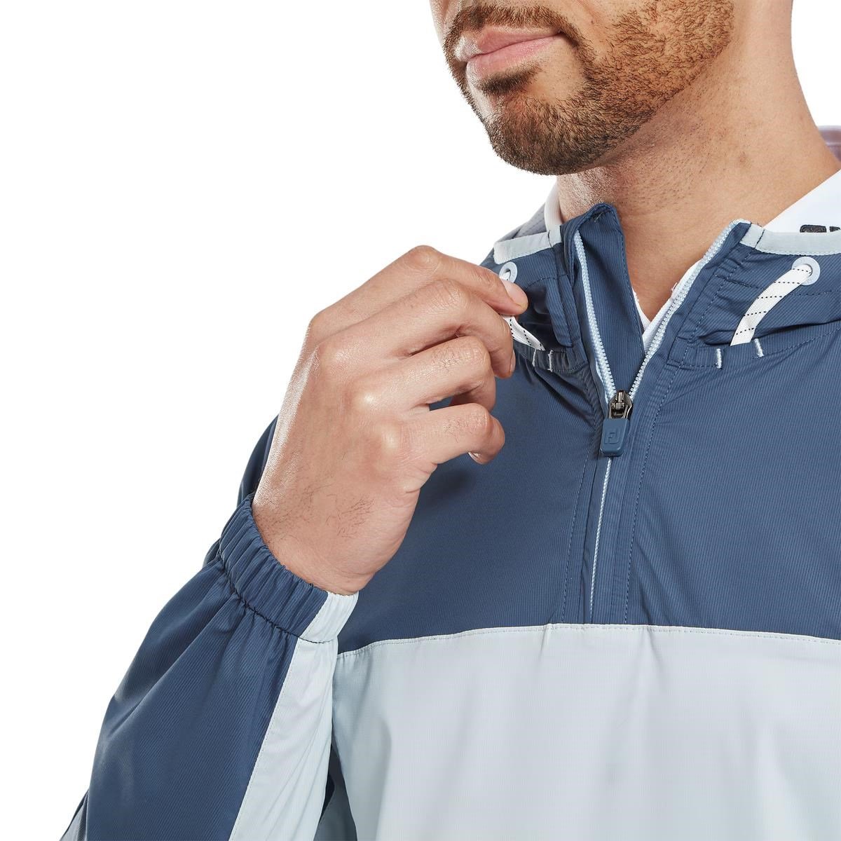 FootJoy TempoSeries Hoodie men's jacket, dark denim/skyway