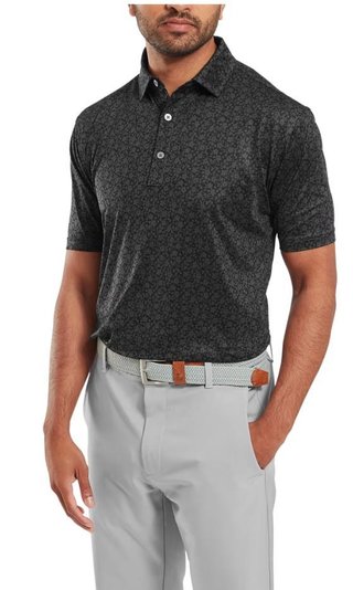 FootJoy Painted Floral Lisle men's polo, black
