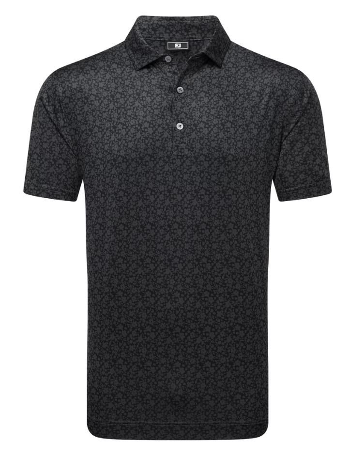 FootJoy Painted Floral Lisle men's polo, black