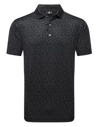 FootJoy Painted Floral Lisle men's polo, black