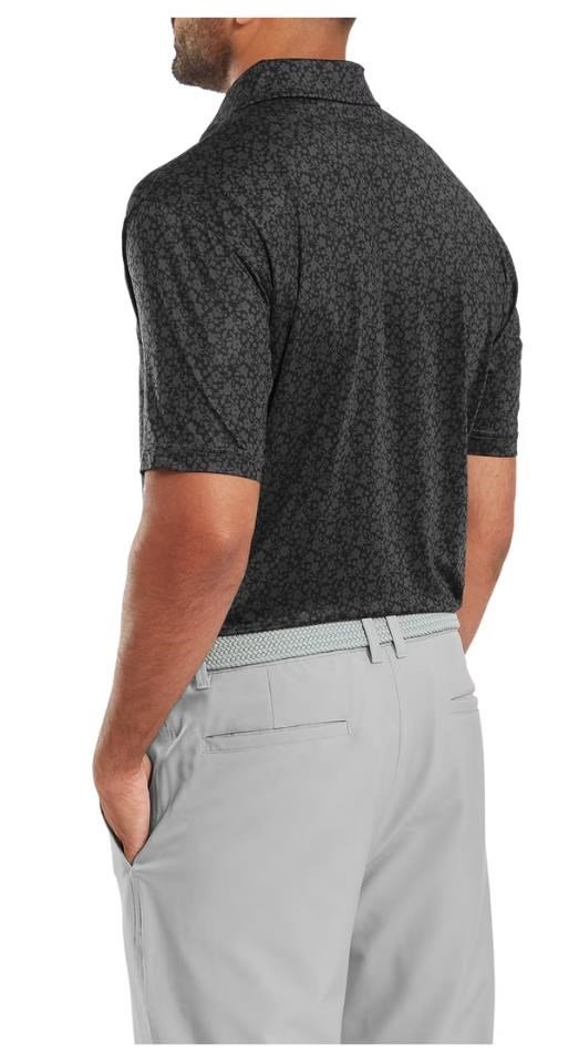 FootJoy Painted Floral Lisle men's polo, black