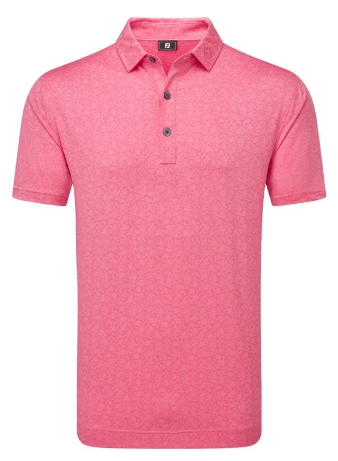 FootJoy Painted Floral Lisle men's polo, pink lemonade