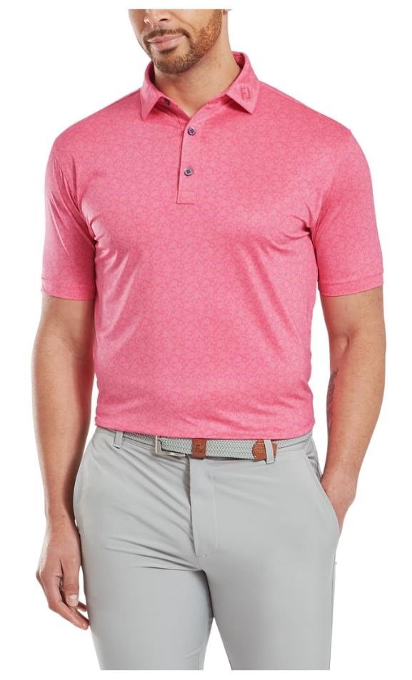 FootJoy Painted Floral Lisle men's polo, pink lemonade