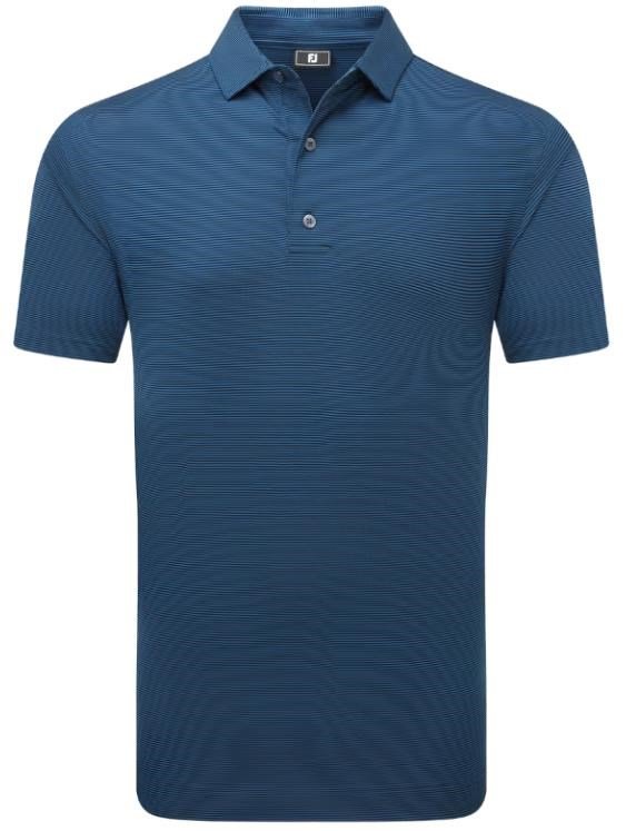FootJoy Micro Feeder Stripe Lisle men's polo, navy tonal