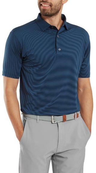 FootJoy Micro Feeder Stripe Lisle men's polo, navy tonal