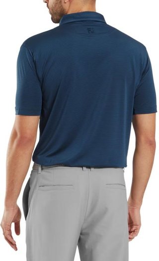 FootJoy Micro Feeder Stripe Lisle men's polo, navy tonal