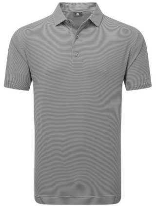 FootJoy Micro Feeder Stripe Lisle men's polo, black/white