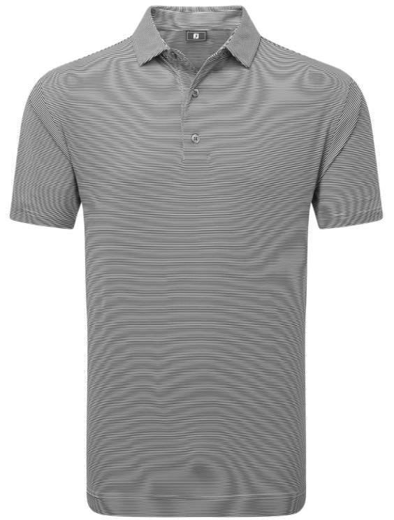 FootJoy Micro Feeder Stripe Lisle men's polo, black/white