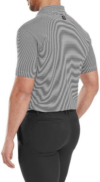 FootJoy Micro Feeder Stripe Lisle men's polo, black/white