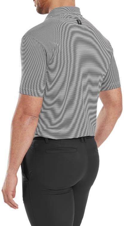 FootJoy Micro Feeder Stripe Lisle men's polo, black/white