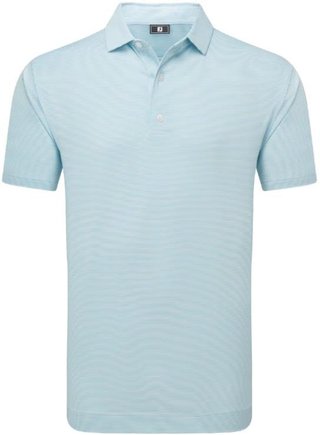 FootJoy Micro Feeder Stripe Lisle men's polo, light blue/white