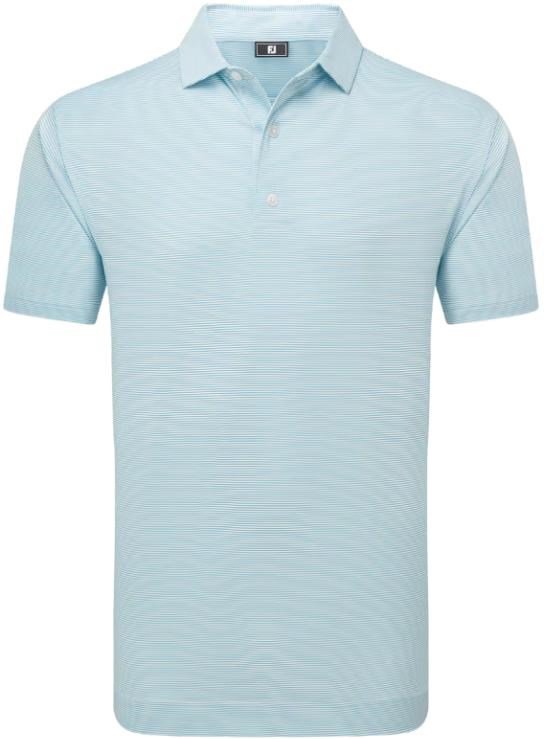 FootJoy Micro Feeder Stripe Lisle men's polo, light blue/white
