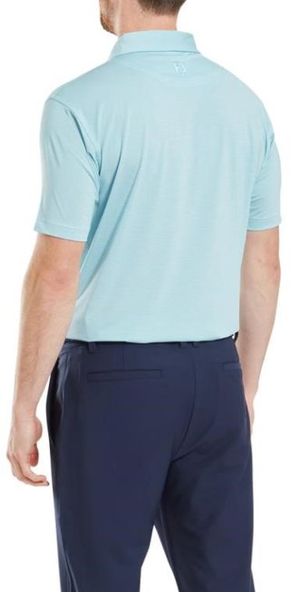 FootJoy Micro Feeder Stripe Lisle men's polo, light blue/white