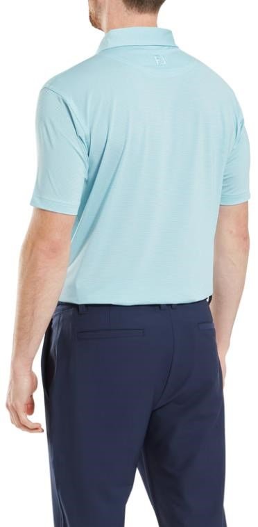 FootJoy Micro Feeder Stripe Lisle men's polo, light blue/white