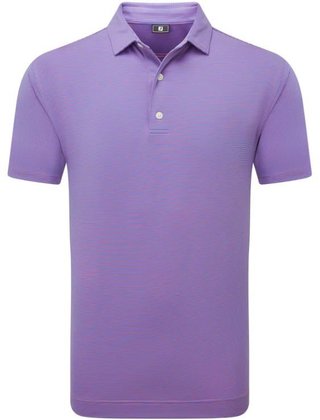 FootJoy Micro Feeder Stripe Lisle men's polo, marine/pink