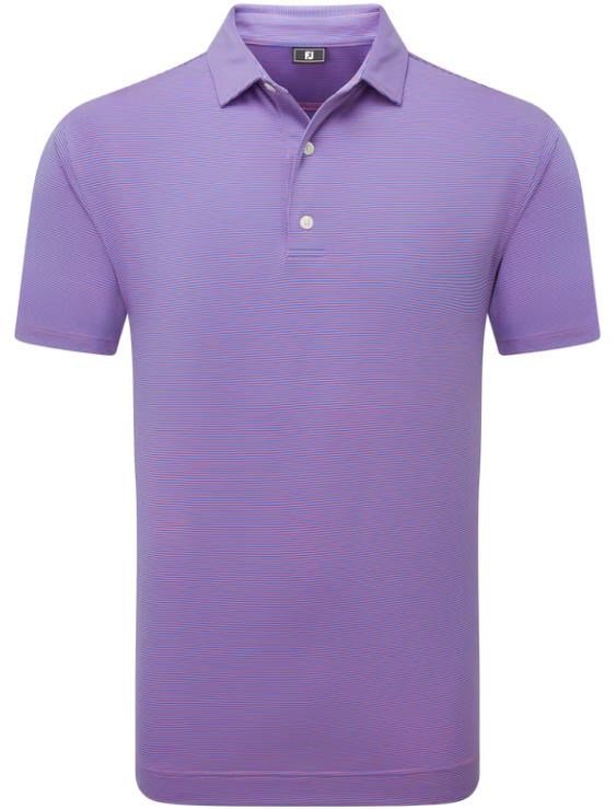 FootJoy Micro Feeder Stripe Lisle men's polo, marine/pink