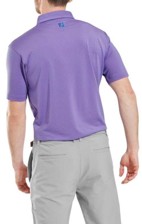 FootJoy Micro Feeder Stripe Lisle men's polo, marine/pink