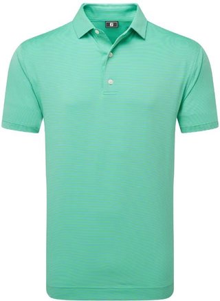 FootJoy Micro Feeder Stripe Lisle men's polo, lagoon/mint