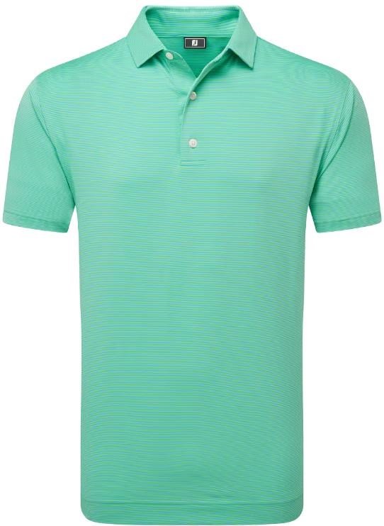 FootJoy Micro Feeder Stripe Lisle men's polo, lagoon/mint