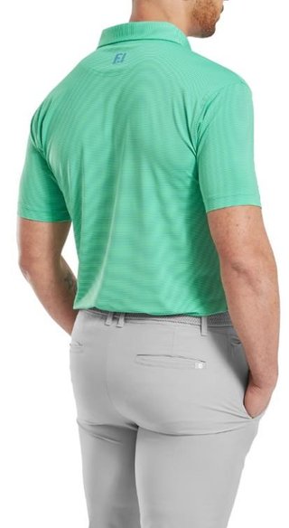 FootJoy Micro Feeder Stripe Lisle men's polo, lagoon/mint