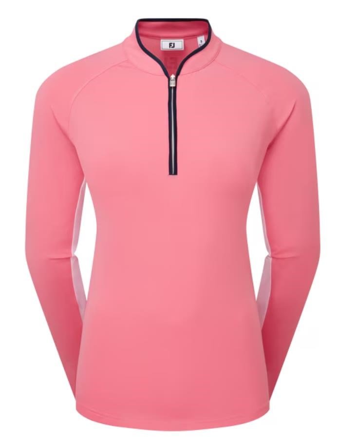 FootJoy 1/4-Zip LS Sun Protection women's shirt, pink lemonade