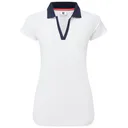 FootJoy Cap Sleeve Print Trim Lisle women's polo, white/navy