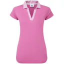 FootJoy Cap Sleeve Print Trim Lisle women's polo, berry/berry