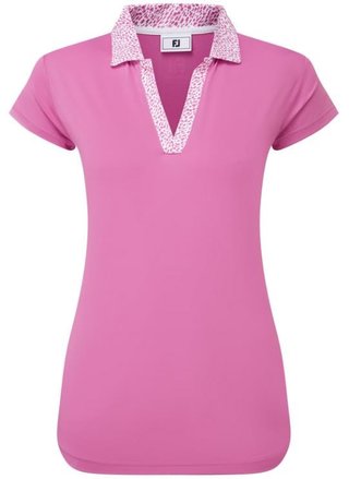 FootJoy Cap Sleeve Print Trim Lisle women's polo, berry/berry