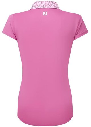 FootJoy Cap Sleeve Print Trim Lisle women's polo, berry/berry