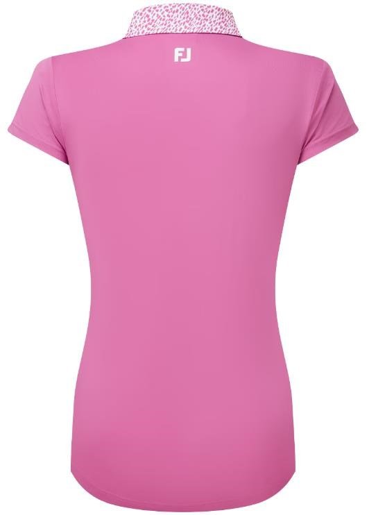 FootJoy Cap Sleeve Print Trim Lisle women's polo, berry/berry