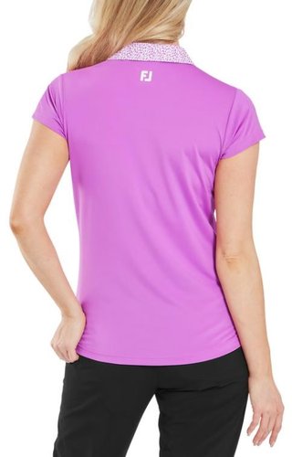 FootJoy Cap Sleeve Print Trim Lisle women's polo, berry/berry