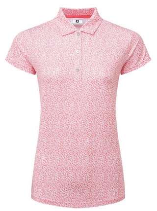 FootJoy Animal Print Cap Sleeve Lisle women's polo, pink lemonade