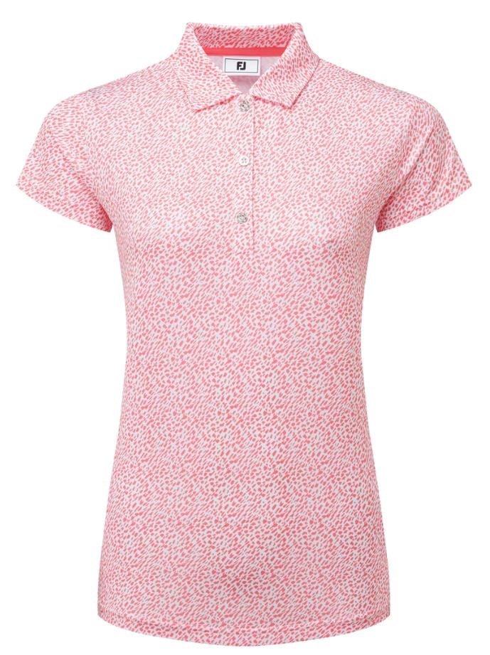 FootJoy Animal Print Cap Sleeve Lisle women's polo, pink lemonade